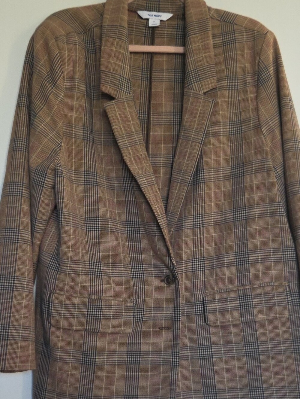Old Navy Brown Plaid Single-Button Blazer